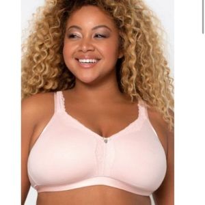 Nordstrom Curvy Couture Lace Trim Wireless Bra Blushing Rose Size 46DDD